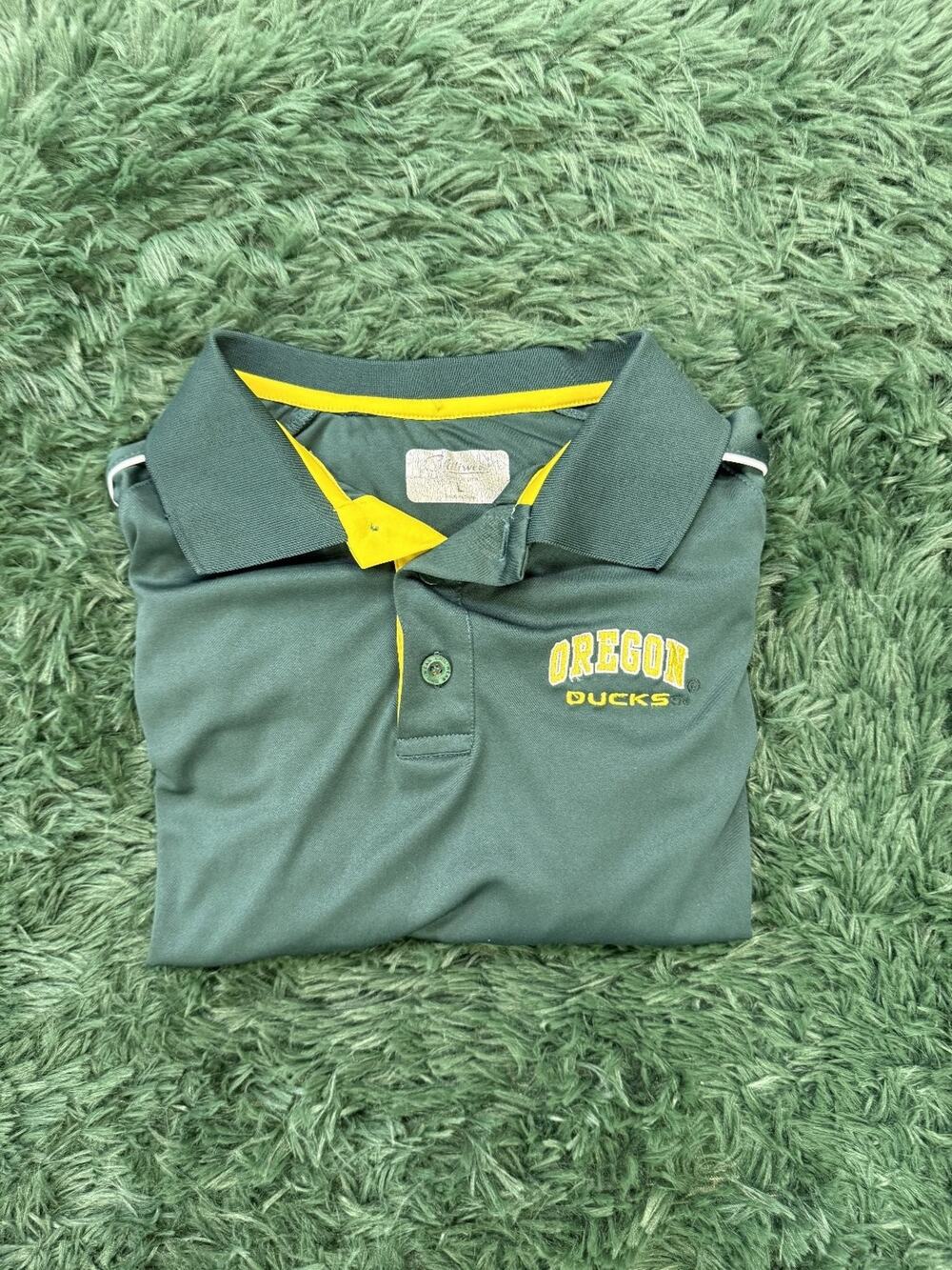 Oregon Ducks Colosseum NCAA Men's L Polo Shirt Dark Green Yellow White Fan